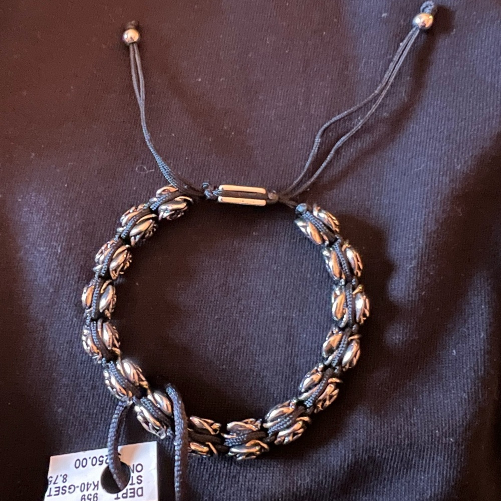 King Baby Studio Authentic! Silver with black rope, BNWT bracelet